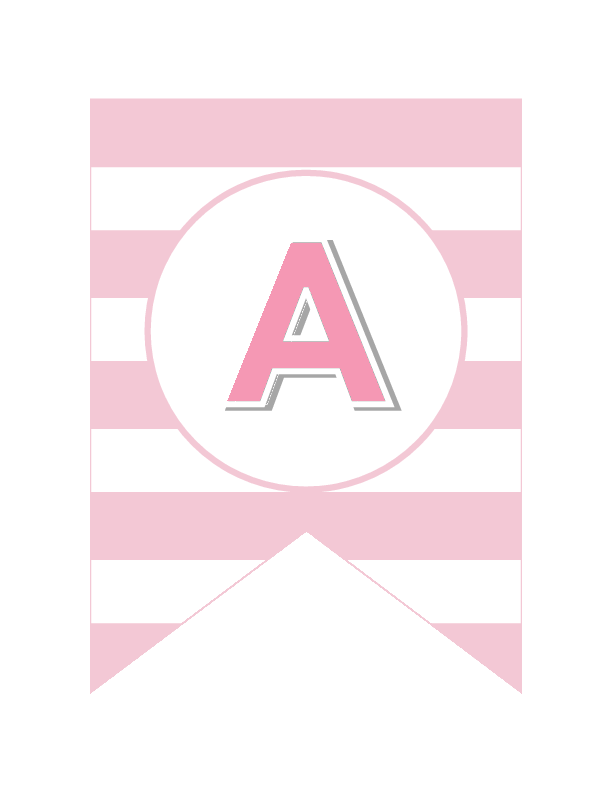Pink White Stripes Flag Banner Printable