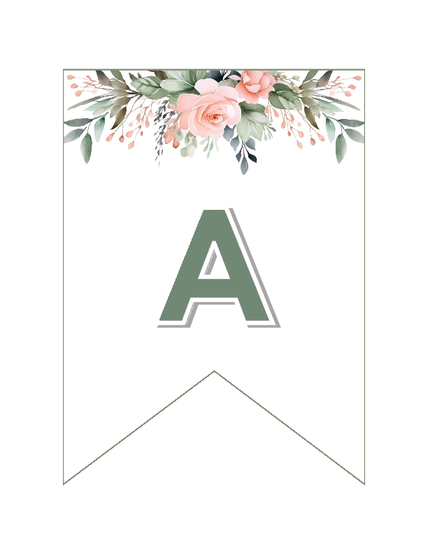 Pink Green Floral Flag Banner Printable