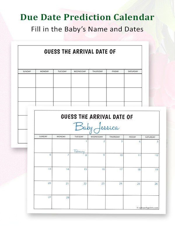 Due Date Prediction Calendar