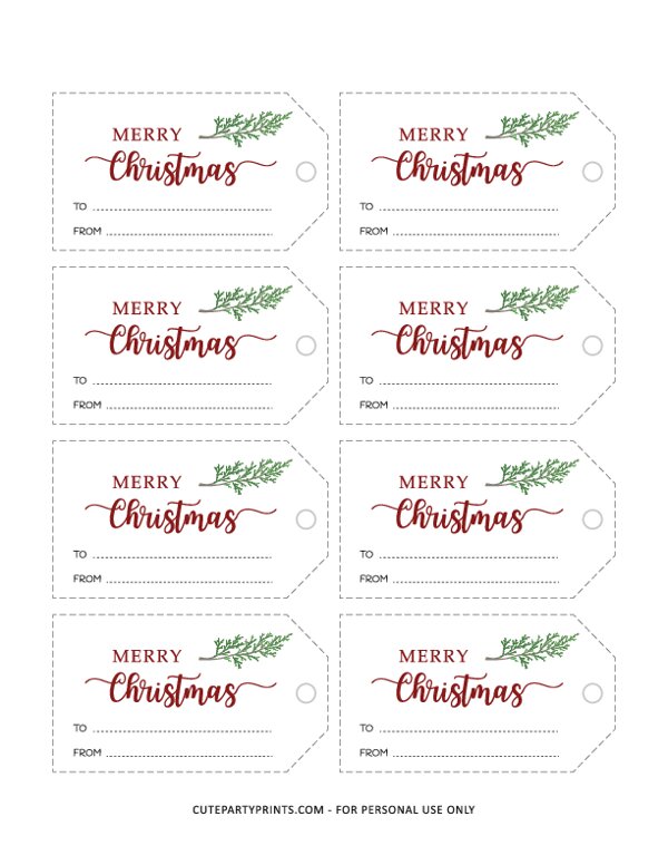 Merry Christmas Gift Tags and Labels