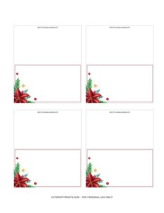 Christmas Place Cards Red Floral