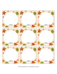 Thanksgiving Place Cards - Floral Squares