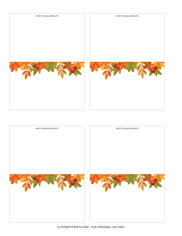 Thanksgiving Place Cards - Floral