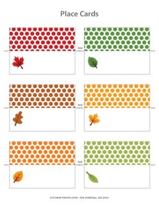 Thanksgiving Place Cards - Polka Dots
