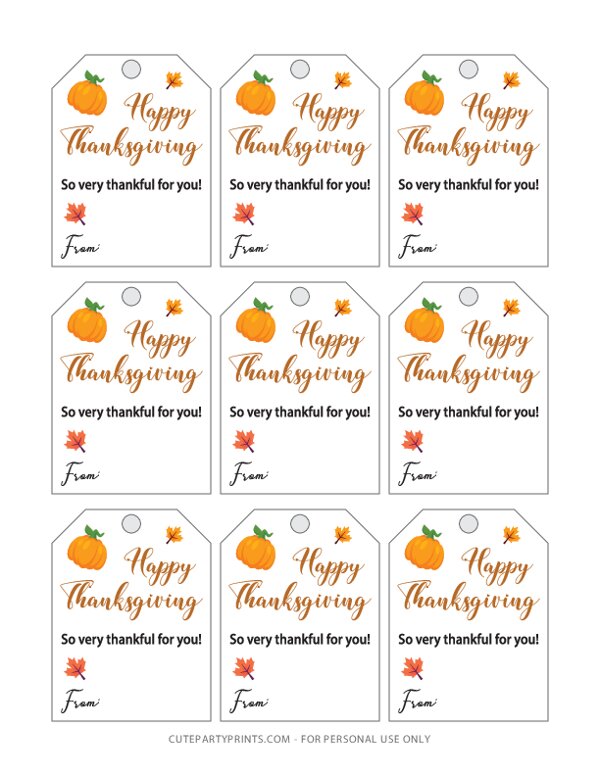 Thanksgiving Wine Bottle Tags
