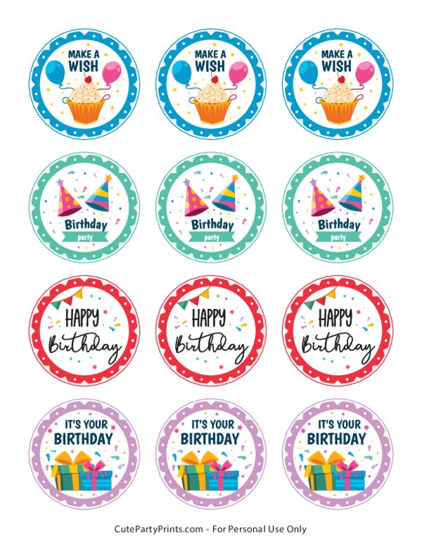 Happy Birthday Cupcake Toppers