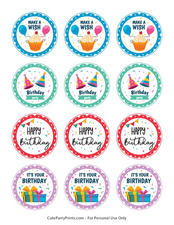 Happy Birthday Cupcake Topper Printable