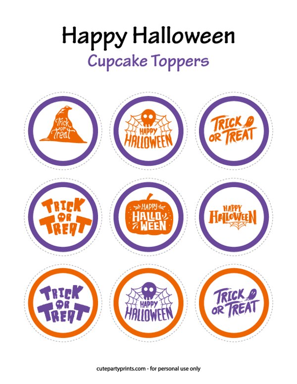 Happy Halloween Cupcake Topper Template