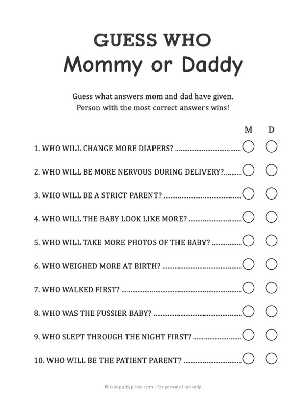 Mommy or Daddy Guess Who