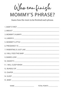 Who can Finish Mommys Phrase?