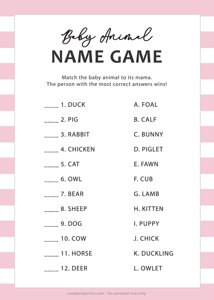Baby Animal Name Game (Pink)
