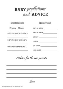Prediction Advice Cards for New Parents