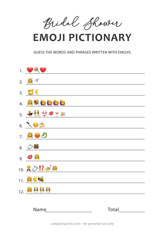 Bridal Emoji Pictionary