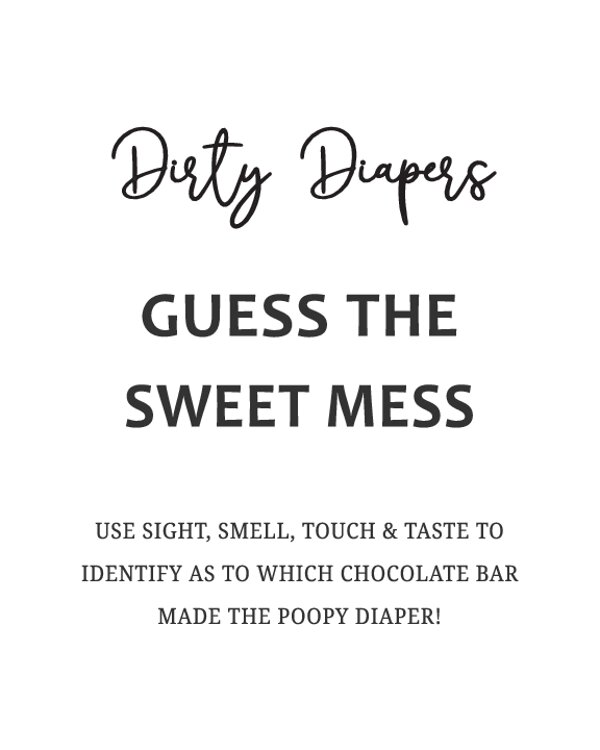 Dirty Diaper Baby Shower Game