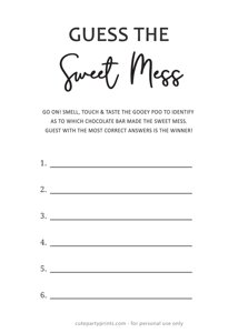 Guess the Sweet Mess Baby Shower Game