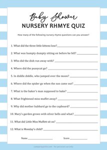 Baby Shower Nursery Rhyme Game (Blue)