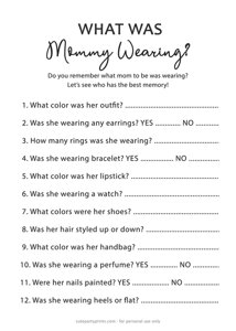 What was Mommy Wearing Baby Shower Game