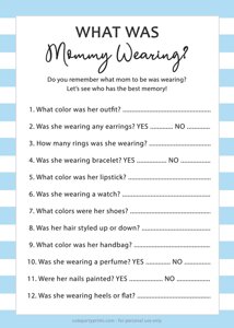 What was Mommy Wearing Baby Shower Game (Blue)