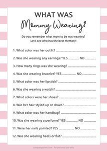 What was Mommy Wearing Baby Shower Game (Pink)