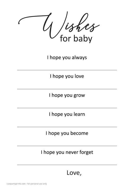 Free Printable Wishes For Baby