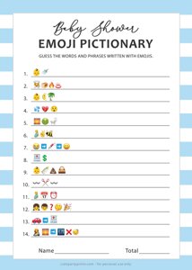 Baby Shower Emoji Pictionary (Blue)