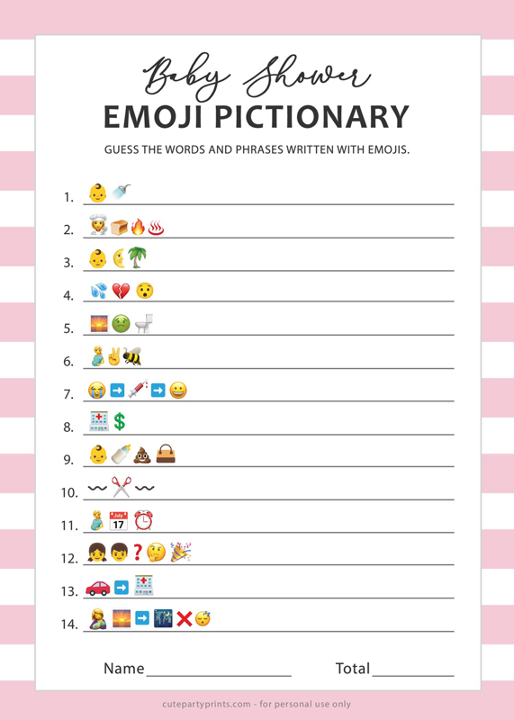 Baby Shower Emoji Pictionary (Pink)