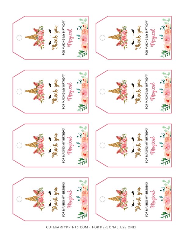  Template Free Printable Unicorn Thank You Tags Printable Templates