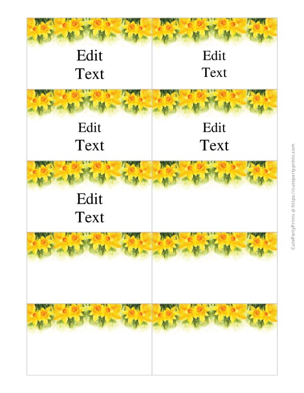 Daffodils Name Tags Template
