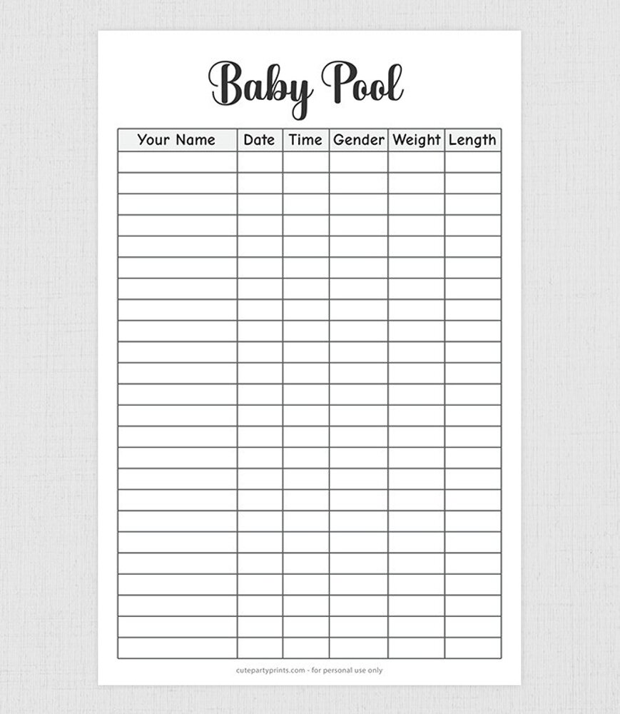 Baby Birth Pool Guess Game
