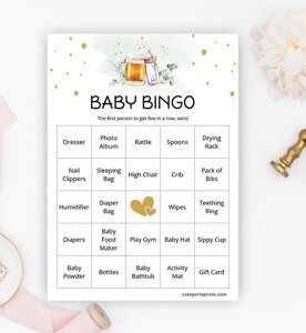 60 Baby is Brewing Baby Bingo Cards