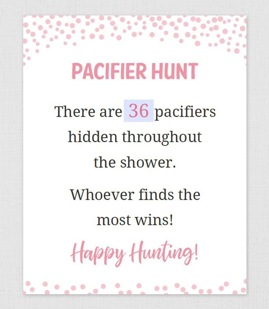 Blush Pink Pacifier Hunt (Editable)