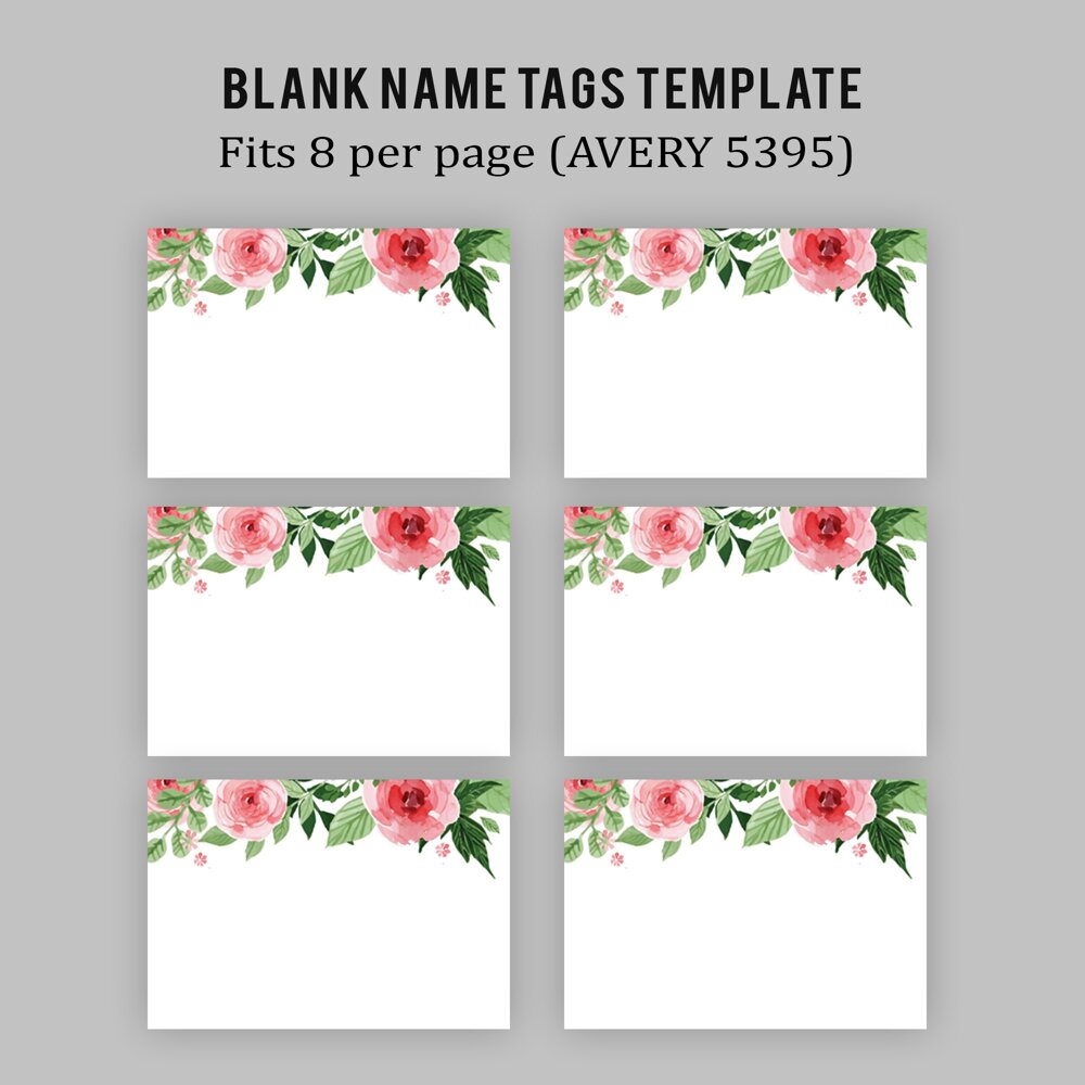 Floral Name Tags Template