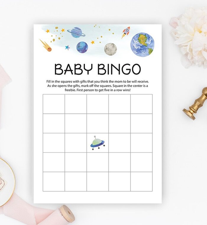 Outer Space Baby Bingo Cards (Blank)