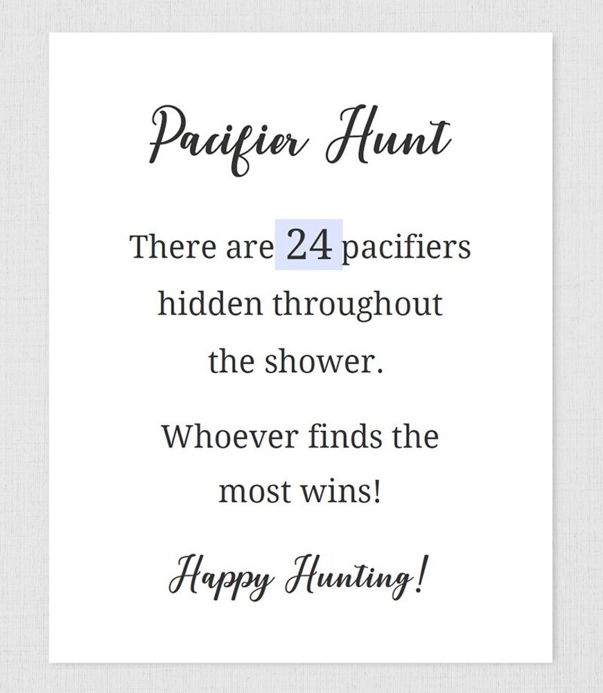 Pacifier Hunt Game