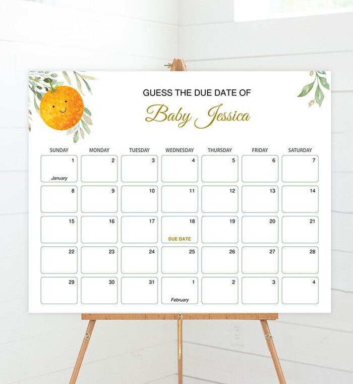 Editable Little Cutie Baby Due Date Calendar Game