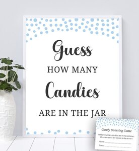 Guess How Many Candies are in the Jar: Blue Polka Dots