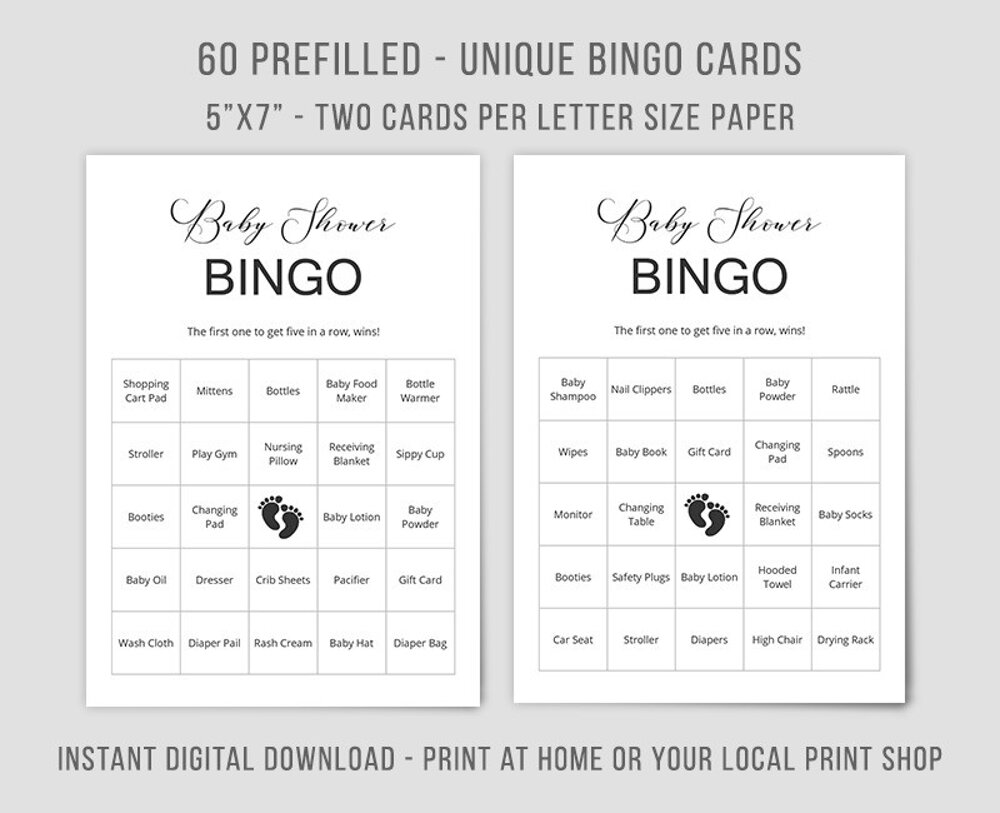 Baby Girl Names Bingo Game 60 Cards Fun for Baby (Instant Download