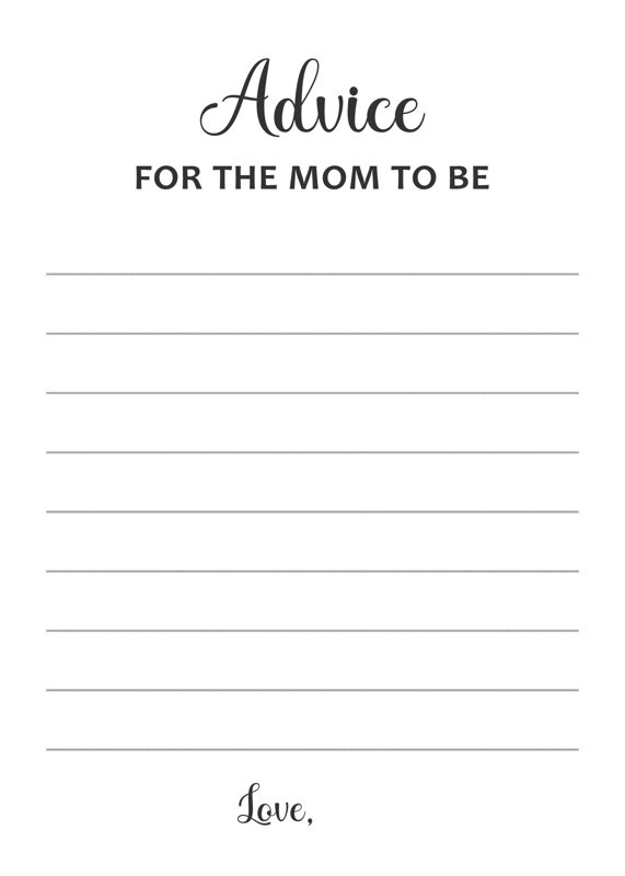 Advice Cards for the Mom to be