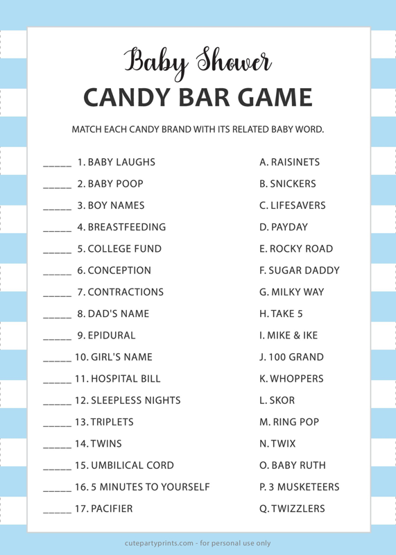 Candy Bar Match Game (Blue)
