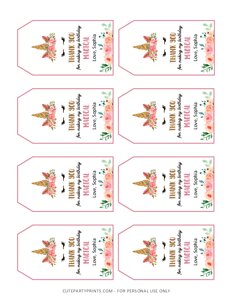 Unicorn Thank You Tags {Editable}