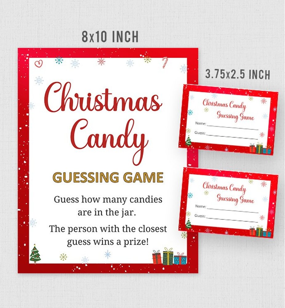 Christmas Candy Guessing Game Holiday Party Game Printable Christmas Candy Guessing Game Holiday Party Game Printable