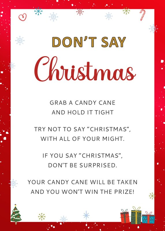 Dont say Christmas | Holiday Party Games Printable