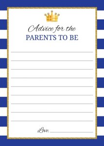 Royal Prince Advice Cards for the Parents to be