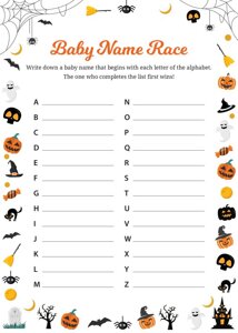 Halloween Baby Name Race