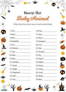 Halloween Name the Baby Animal