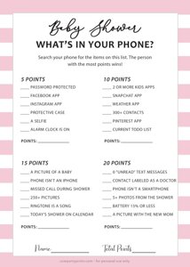 Whats in your Phone Baby Shower (Pink)