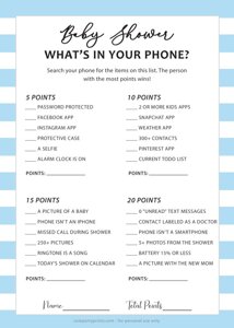 Whats in your Phone Baby Shower (Blue)