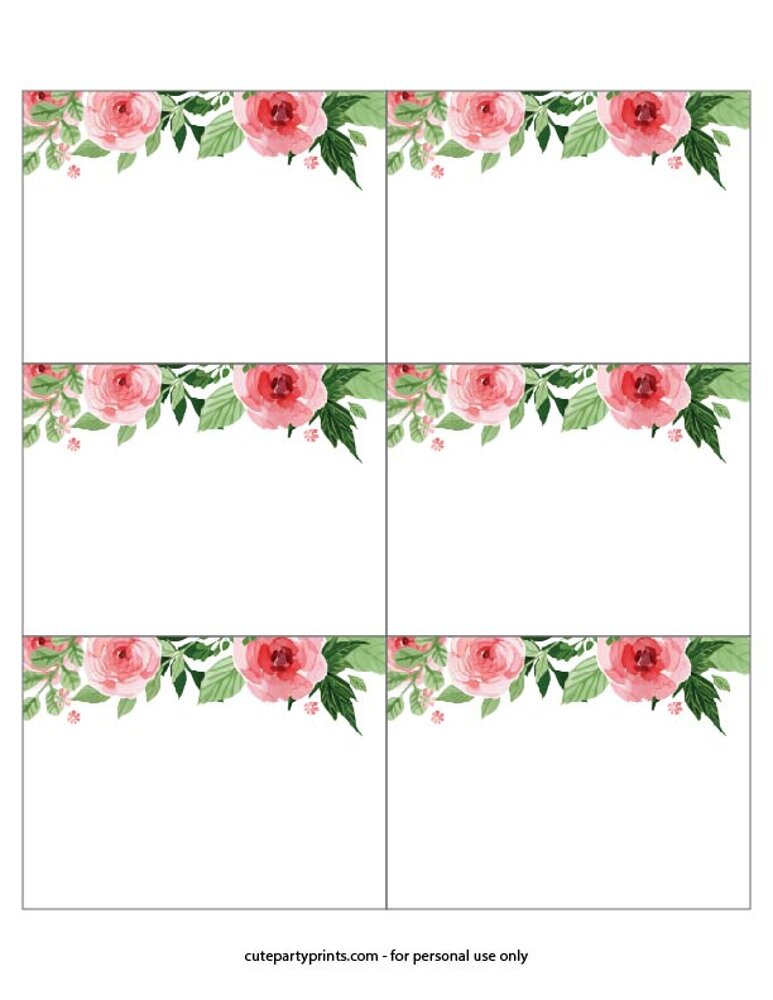Pink Floral Name Tags Template