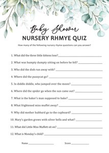 Eucalyptus Nursery Rhyme Quiz
