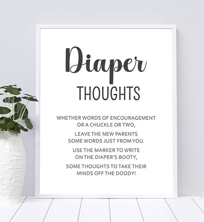 Diaper Thoughts Sign Printable Baby Shower Games